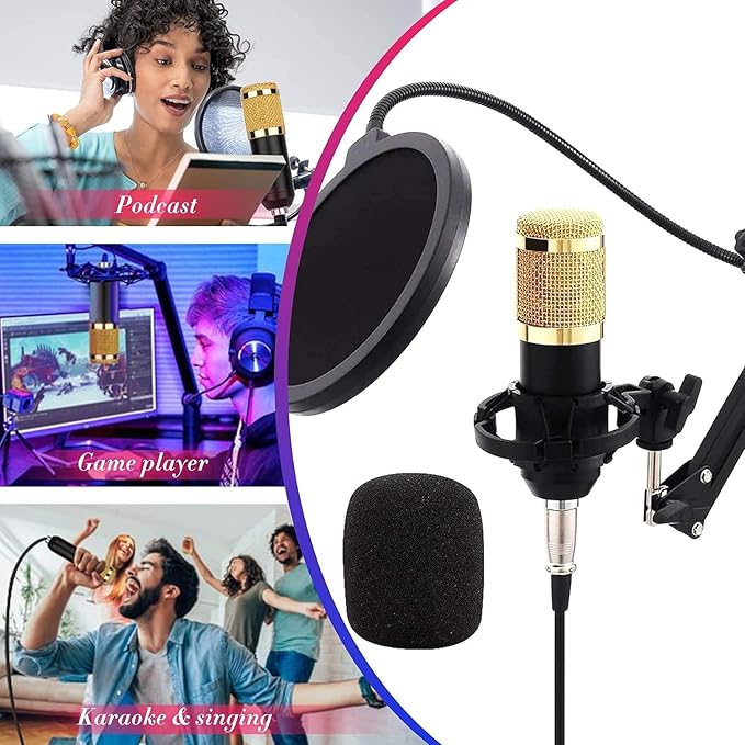 V8 Bm-800 Podcast Mic Set With Live Sound Card Condenser Microphone