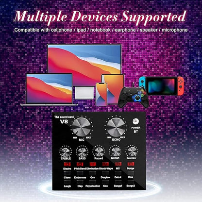 V8 Bm-800 Podcast Mic Set With Live Sound Card Condenser Microphone