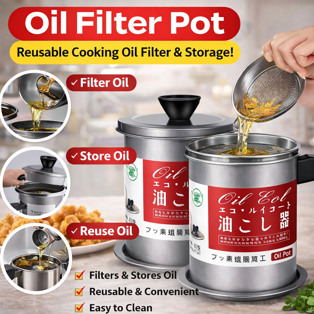 Oil Filter Pot 1.4L | Oil Strainer For Kitchen