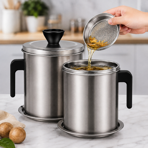 Oil Filter Pot 1.4L | Oil Strainer For Kitchen