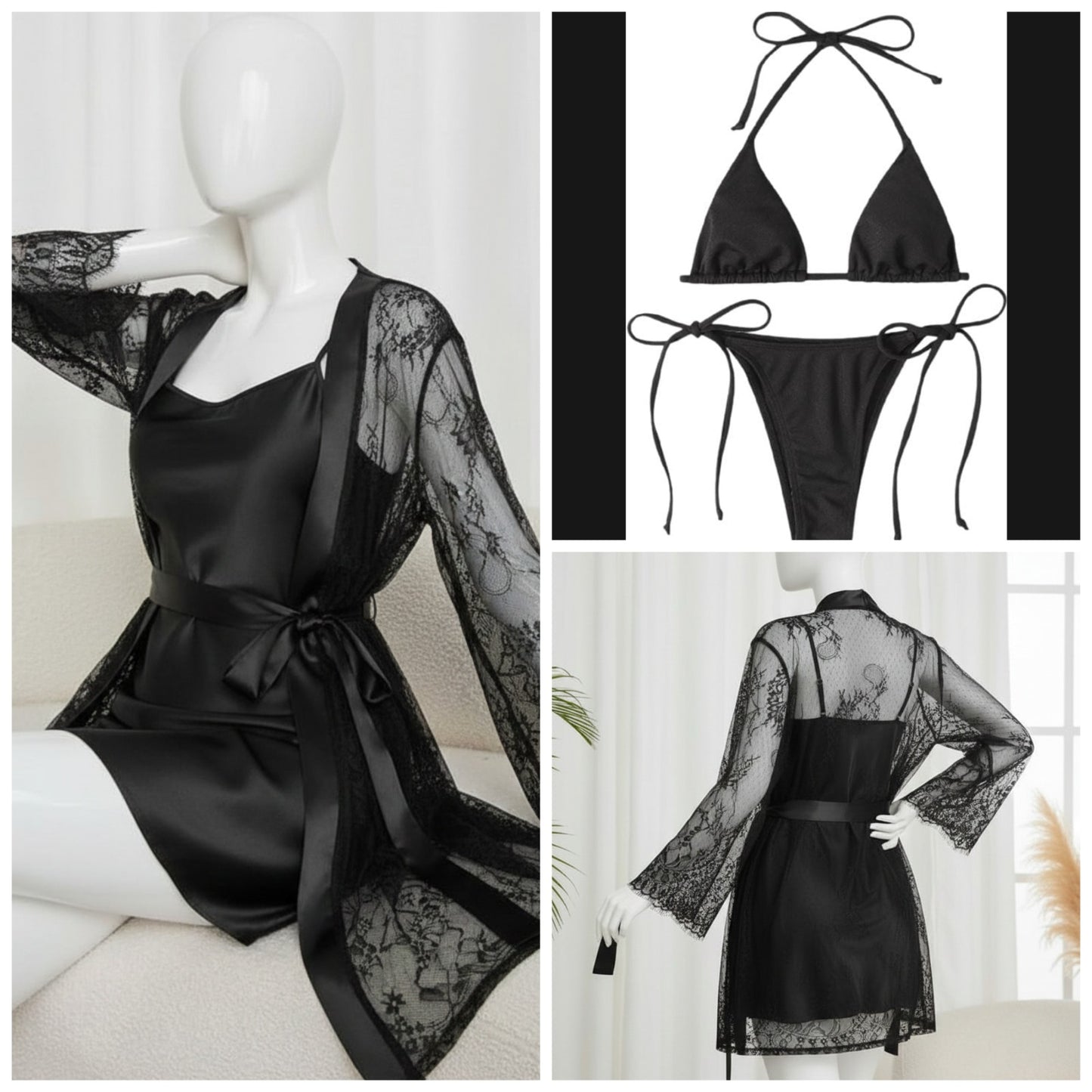 4 Piece Women’s Transparent Net Gown Set