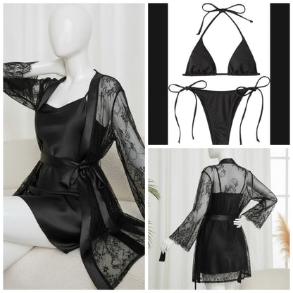4 Piece Women’s Transparent Net Gown Set
