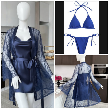 4 Piece Women’s Transparent Net Gown Set