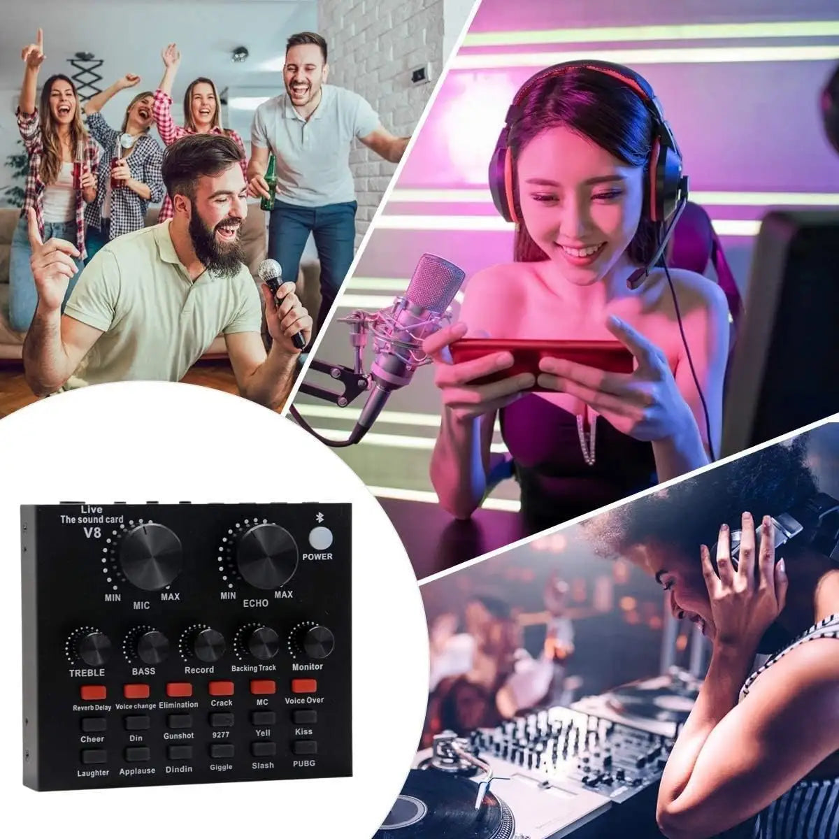 V8 Bm-800 Podcast Mic Set With Live Sound Card Condenser Microphone